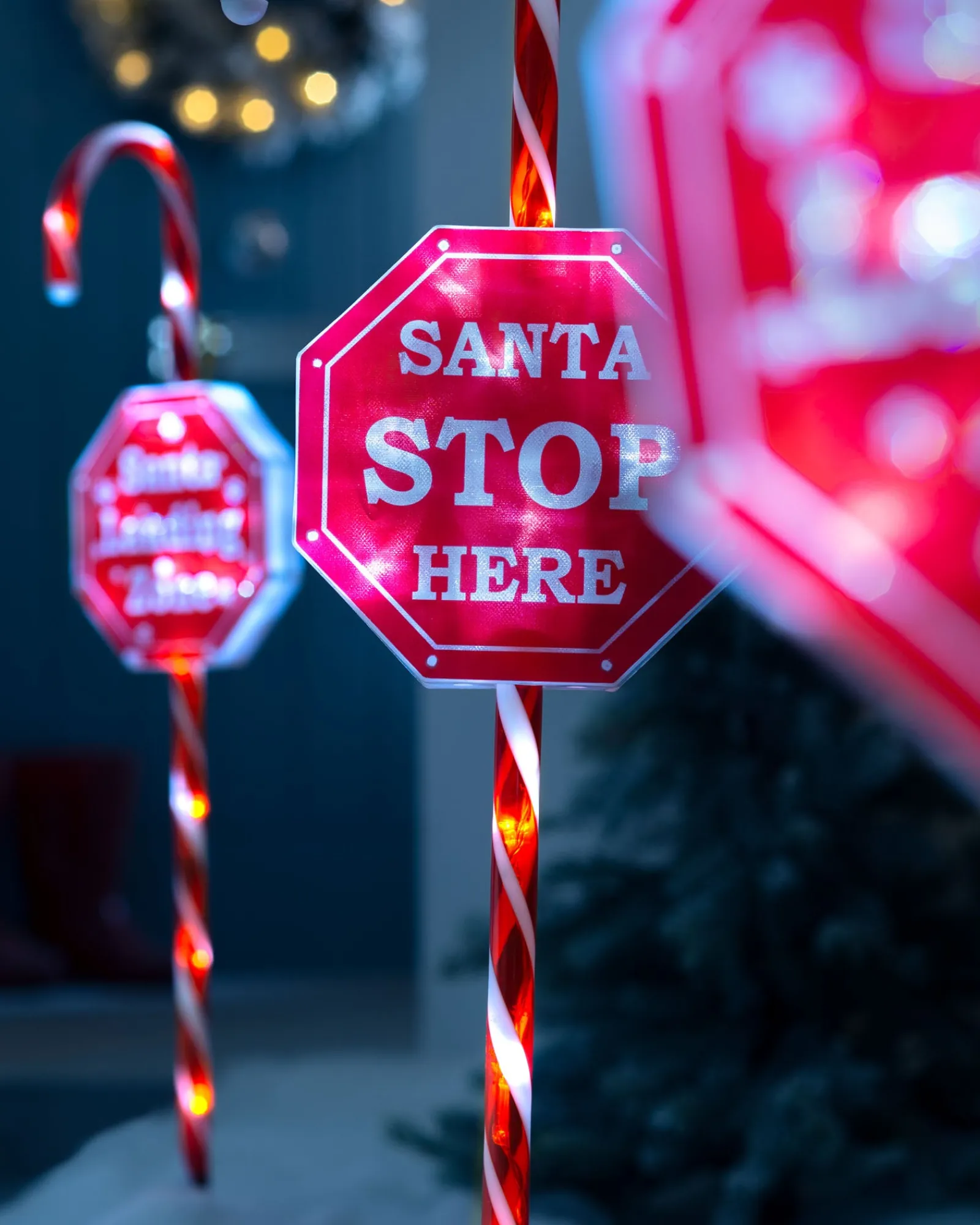 WeRChristmas Set Of 4 Candy Cane Pathway Stake Lights, 80 Cm
