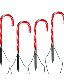 WeRChristmas Set Of 4 Connectable Candy Cane Pathway Lights, 38 Cm