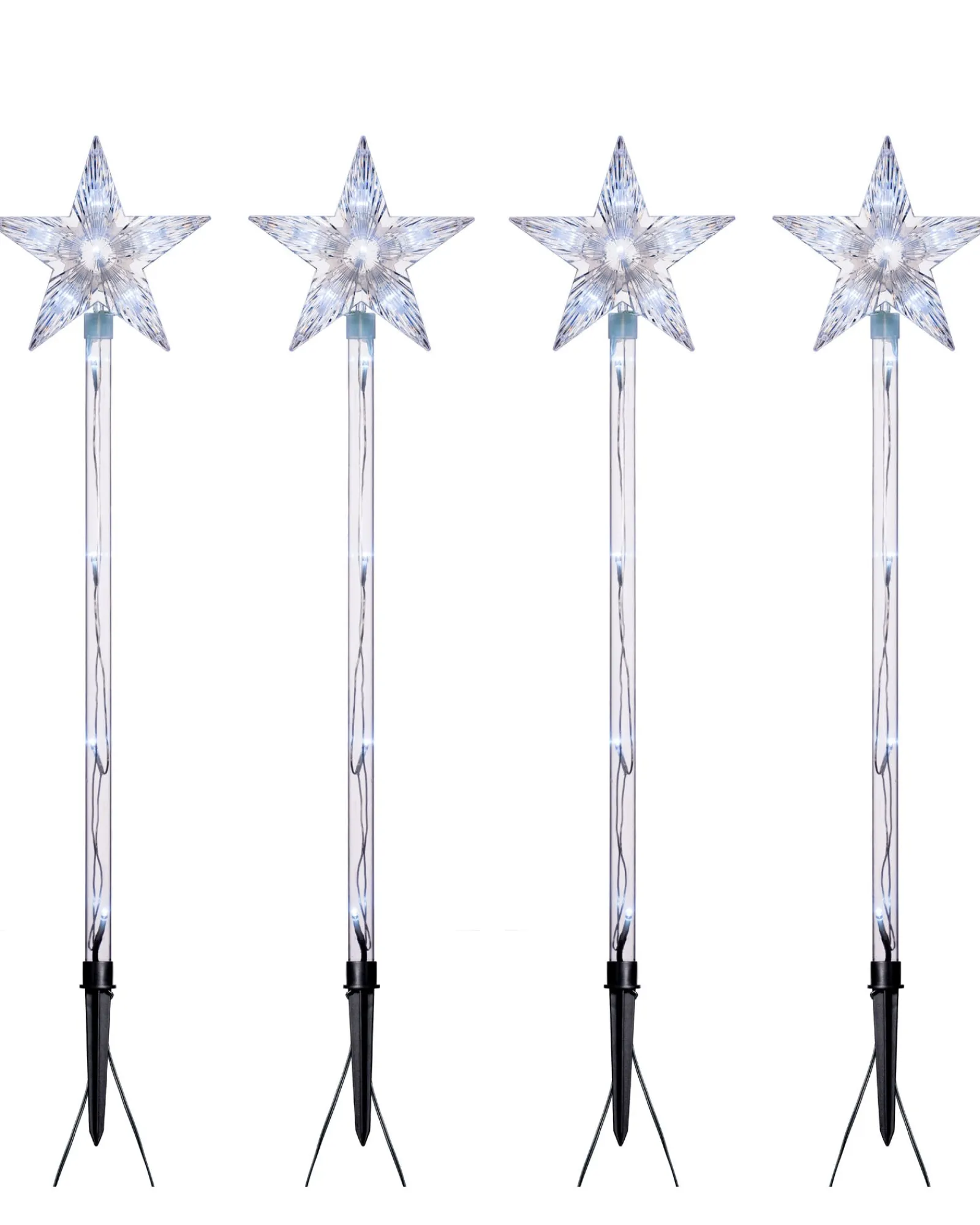 WeRChristmas Set Of 4 Connectable Star Pathway Stake Lights, Bright White, 77 Cm