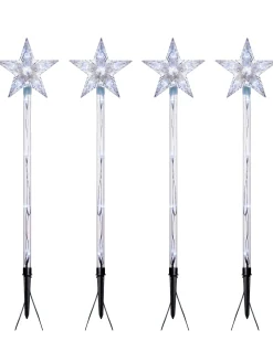 WeRChristmas Set Of 4 Connectable Star Pathway Stake Lights, Bright White, 77 Cm