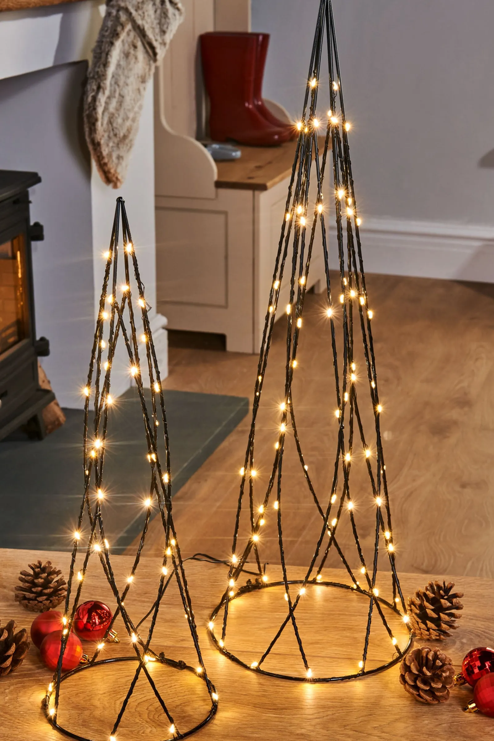 WeRChristmas Set Of 2 Geometric Christmas Tree Cones, 60 Cm