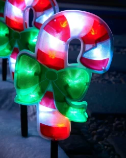 WeRChristmas Set Of 4 Pre-Lit Candy Cane Pathway Lights, 24 Cm