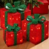 WeRChristmas Set Of 3 Pre-Lit Gift Box Silhouettes, Red, 26 Cm