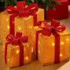 WeRChristmas Set Of 3 Pre-Lit Gift Box Silhouettes, Gold
