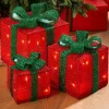 WeRChristmas Set Of 3 Pre-Lit Gift Box Silhouettes 50 LED , Red