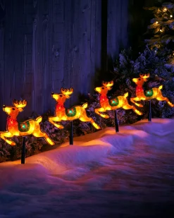 WeRChristmas Set Of 4 Reindeer Silhouette Pathway Stake Lights, 26 Cm