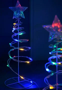 WeRChristmas Set Of 4 Spiral Trees Rope Light Silhouette, 55 Cm