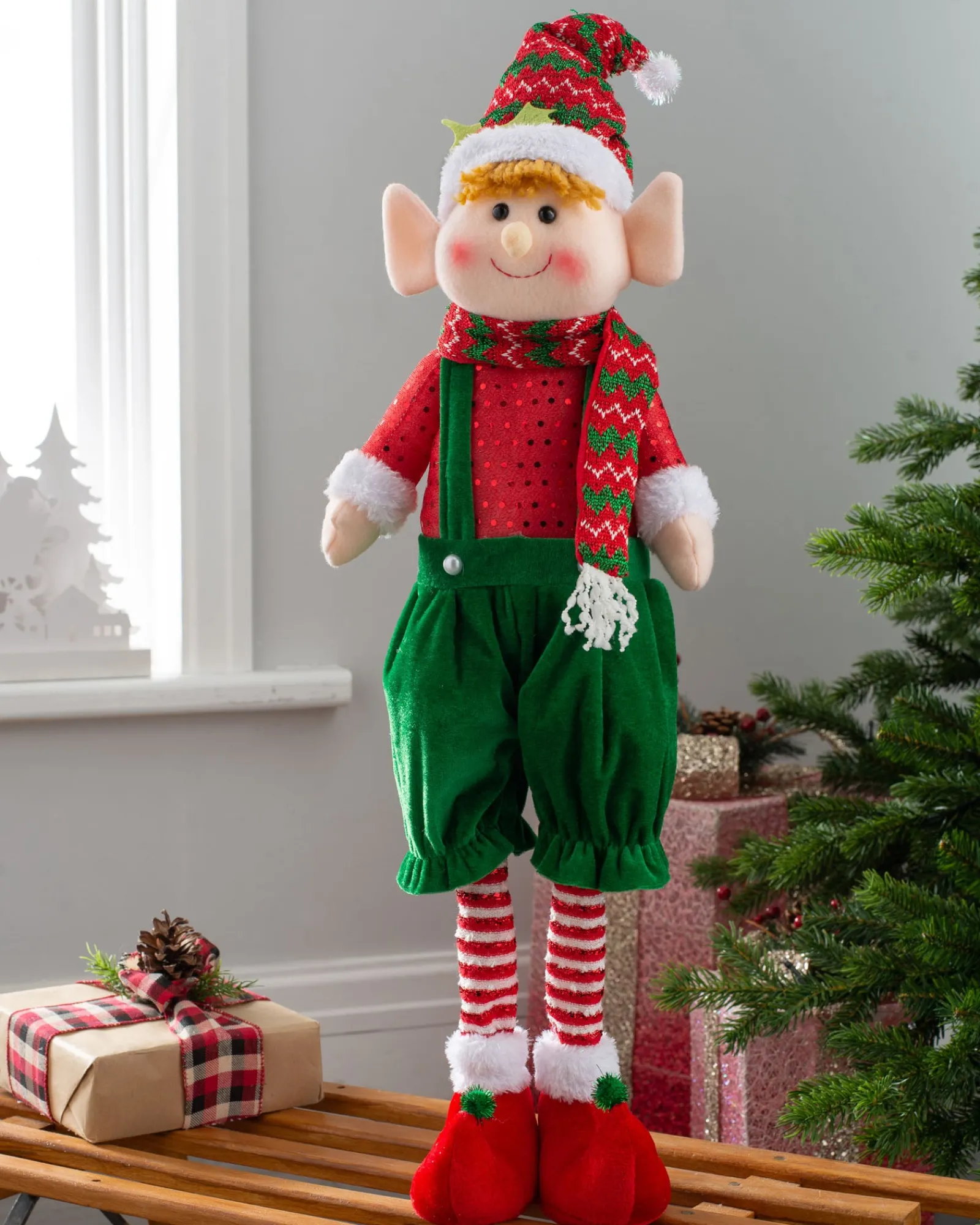 WeRChristmas Set Of 2 Standing Elf Figurines, 60 Cm