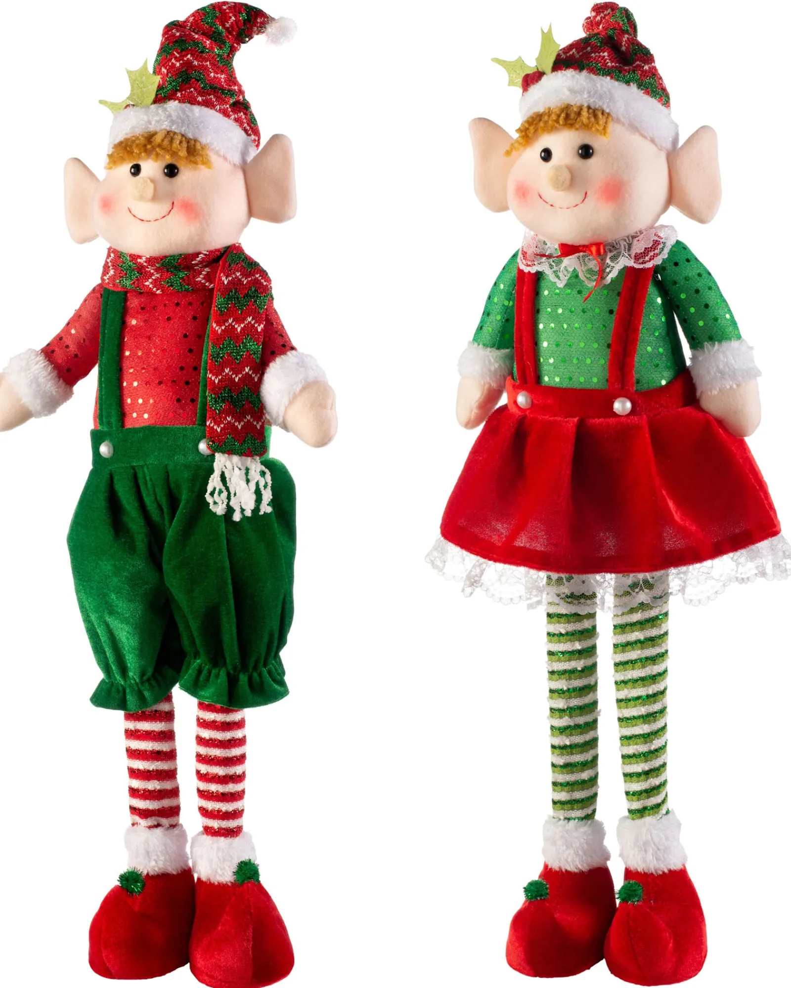 WeRChristmas Set Of 2 Standing Elf Figurines, 60 Cm