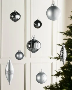 WeRChristmas Silver Glass Baubles, 20 Pack