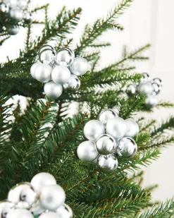 WeRChristmas Silver Glass Berry Cluster Baubles, 10 Pack