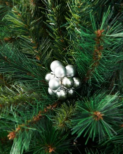 WeRChristmas Silver Glass Berry Cluster Baubles, 10 Pack