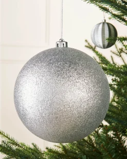 WeRChristmas Silver Large Glitter Shatterproof Bauble, 20 Cm