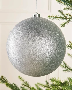 WeRChristmas Silver Large Glitter Shatterproof Bauble, 20 Cm