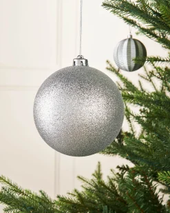 WeRChristmas Silver Large Glitter Shatterproof Bauble, 15 Cm