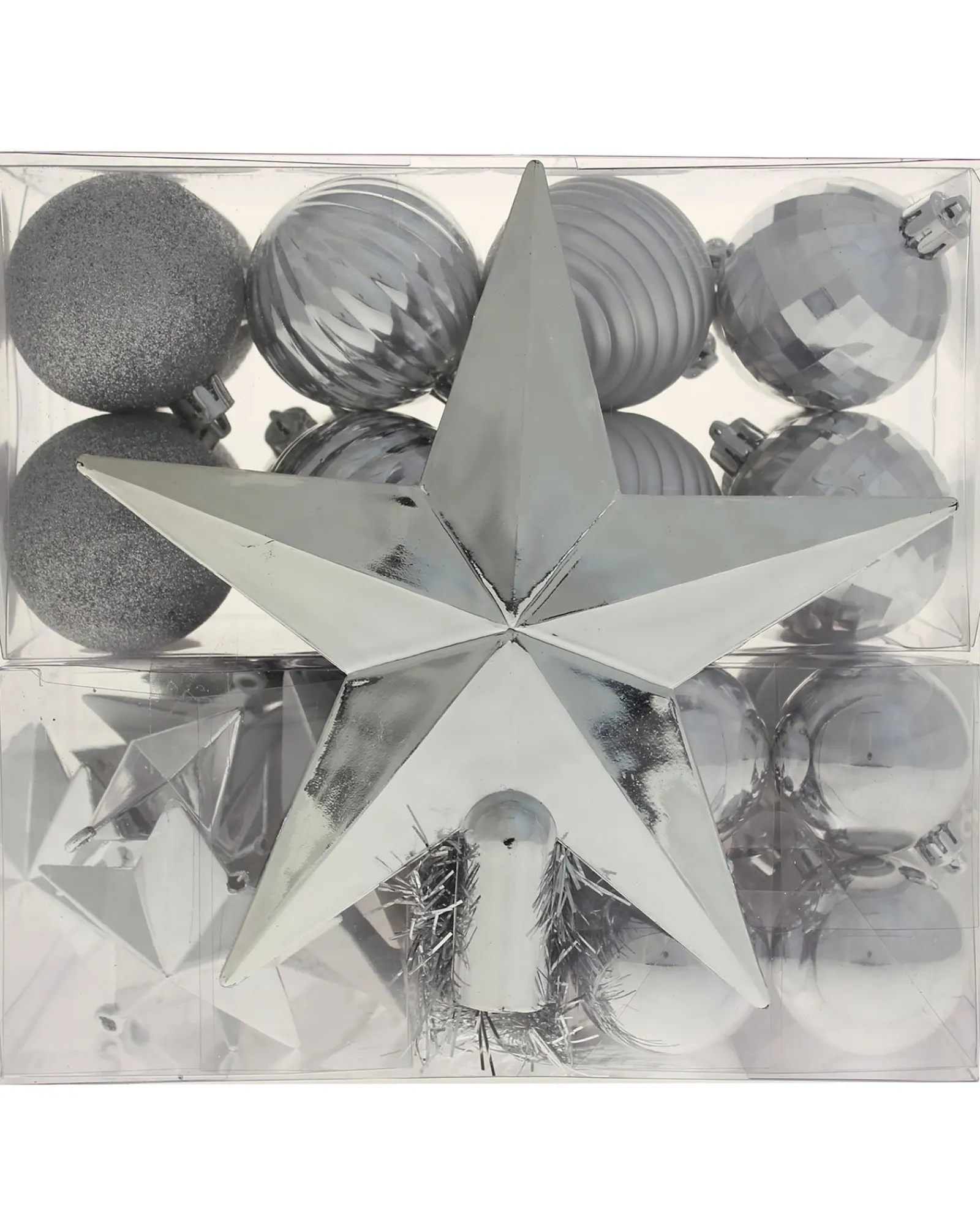 WeRChristmas Silver Shatterproof Baubles Set, 42 Pack
