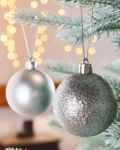 WeRChristmas Silver Shatterproof Baubles, 42 Pack, 6 Cm