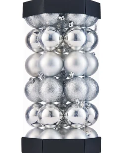 WeRChristmas Silver Shatterproof Baubles, 42 Pack, 6 Cm
