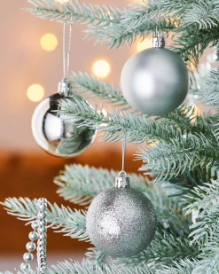 WeRChristmas Silver Shatterproof Baubles, 42 Pack, 6 Cm