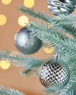 WeRChristmas Silver Shatterproof Baubles, 50 Pack, 6 Cm