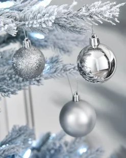 WeRChristmas Silver Shatterproof Bauble, 50 Pack