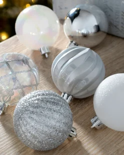 WeRChristmas Silver Shatterproof Baubles, 48 Pack, 6 Cm