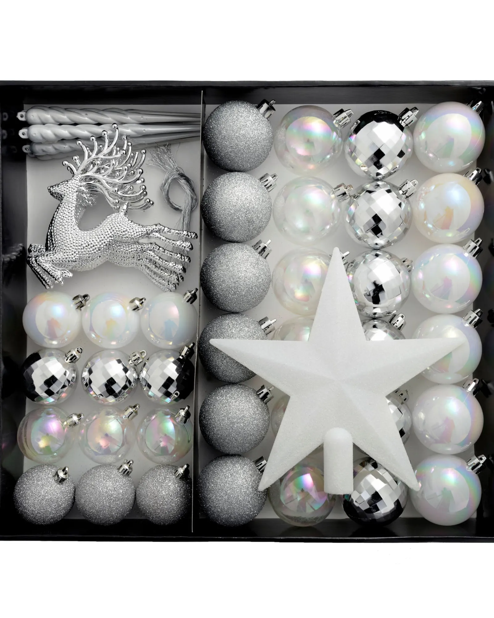 WeRChristmas Silver Shatterproof Baubles Set, 50 Pack