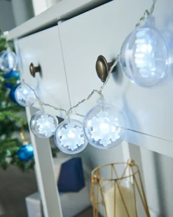 WeRChristmas Snowflake Bauble LED Light String, White, 1.8 M
