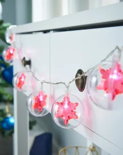 WeRChristmas Snowflake Bauble LED Light String, Red, 1.8 M