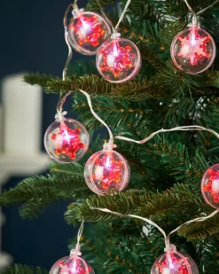 WeRChristmas Snowflake Bauble LED Light String, Red, 1.8 M