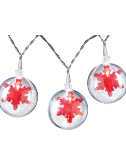 WeRChristmas Snowflake Bauble LED Light String, Red, 1.8 M