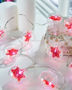 WeRChristmas Snowflake Bauble LED Light String, Red, 1.8 M