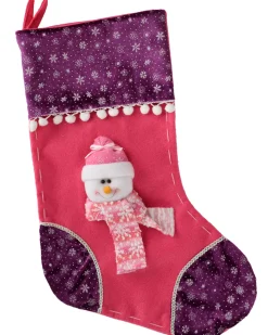 WeRChristmas Snowman Stocking, Pink/Purple, 48 Cm