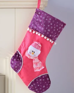 WeRChristmas Snowman Stocking, Pink/Purple, 48 Cm