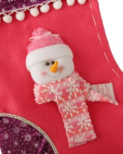 WeRChristmas Snowman Stocking, Pink/Purple, 48 Cm