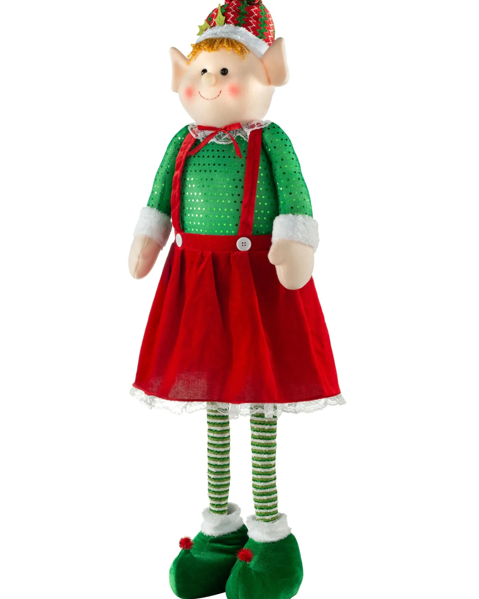 WeRChristmas Standing Elf Figurine With Extendable Legs, 60-109 Cm