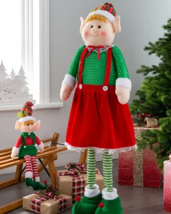 WeRChristmas Standing Elf Figurine With Extendable Legs, 60-109 Cm