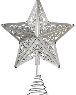 WeRChristmas Star Christmas Tree Topper, Silver, 30 Cm