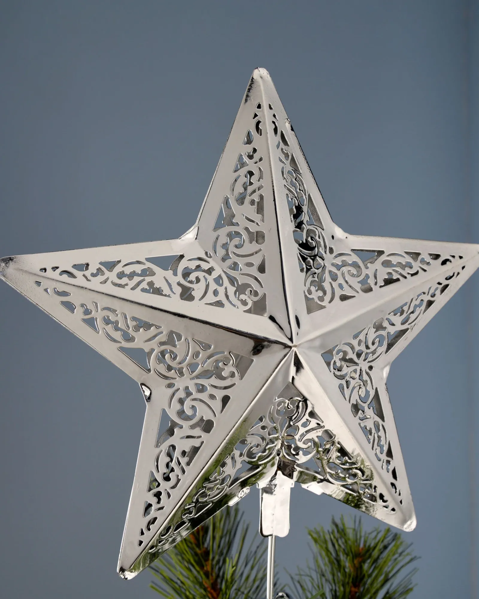 WeRChristmas Star Christmas Tree Topper, Silver, 30 Cm