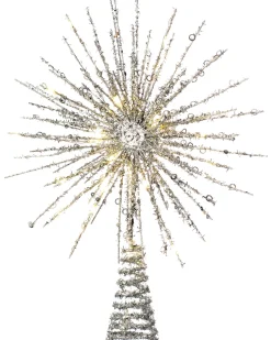 WeRChristmas Starburst Christmas Tree Topper, Silver, 32 Cm