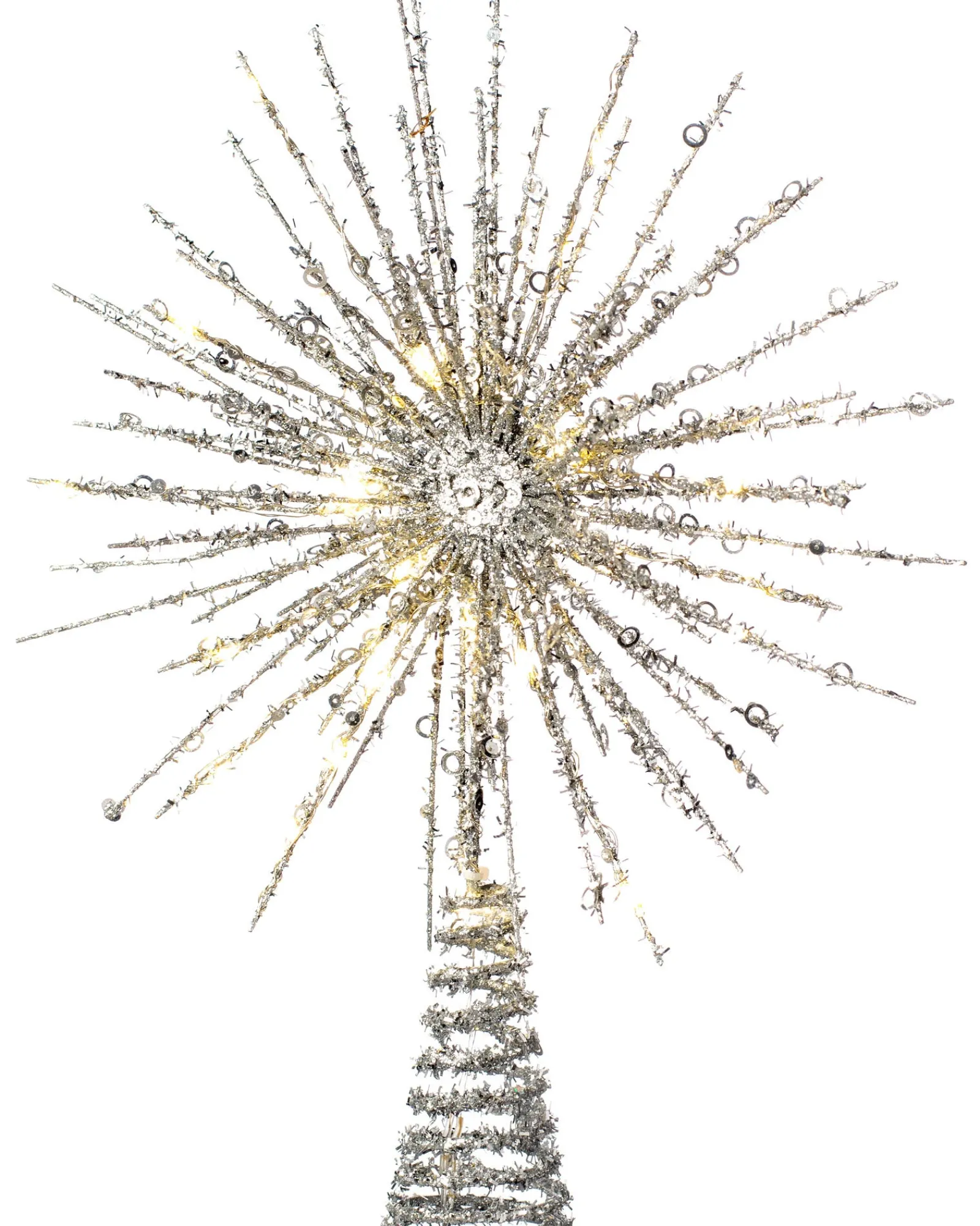 WeRChristmas Starburst Christmas Tree Topper, Silver, 32 Cm