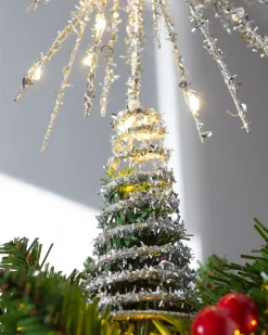 WeRChristmas Starburst Christmas Tree Topper, Silver, 32 Cm