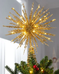 WeRChristmas Starburst Christmas Tree Topper, Gold, 32 Cm