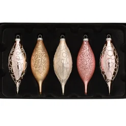 WeRChristmas Sweet Harmony Glass Baubles, 5 Pack, 15 Cm