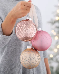 WeRChristmas Sweet Harmony Glass Baubles, 3 Pack, 10 Cm