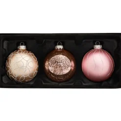 WeRChristmas Sweet Harmony Glass Baubles, 3 Pack, 10 Cm
