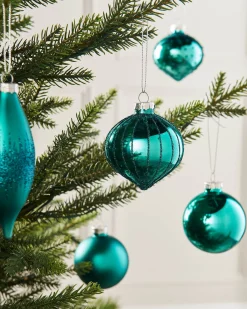 WeRChristmas Teal Glass Baubles, 20 Pack