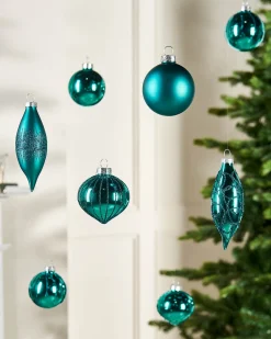 WeRChristmas Teal Glass Baubles, 20 Pack