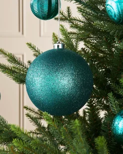WeRChristmas Teal Large Glitter Shatterproof Bauble, 15 Cm