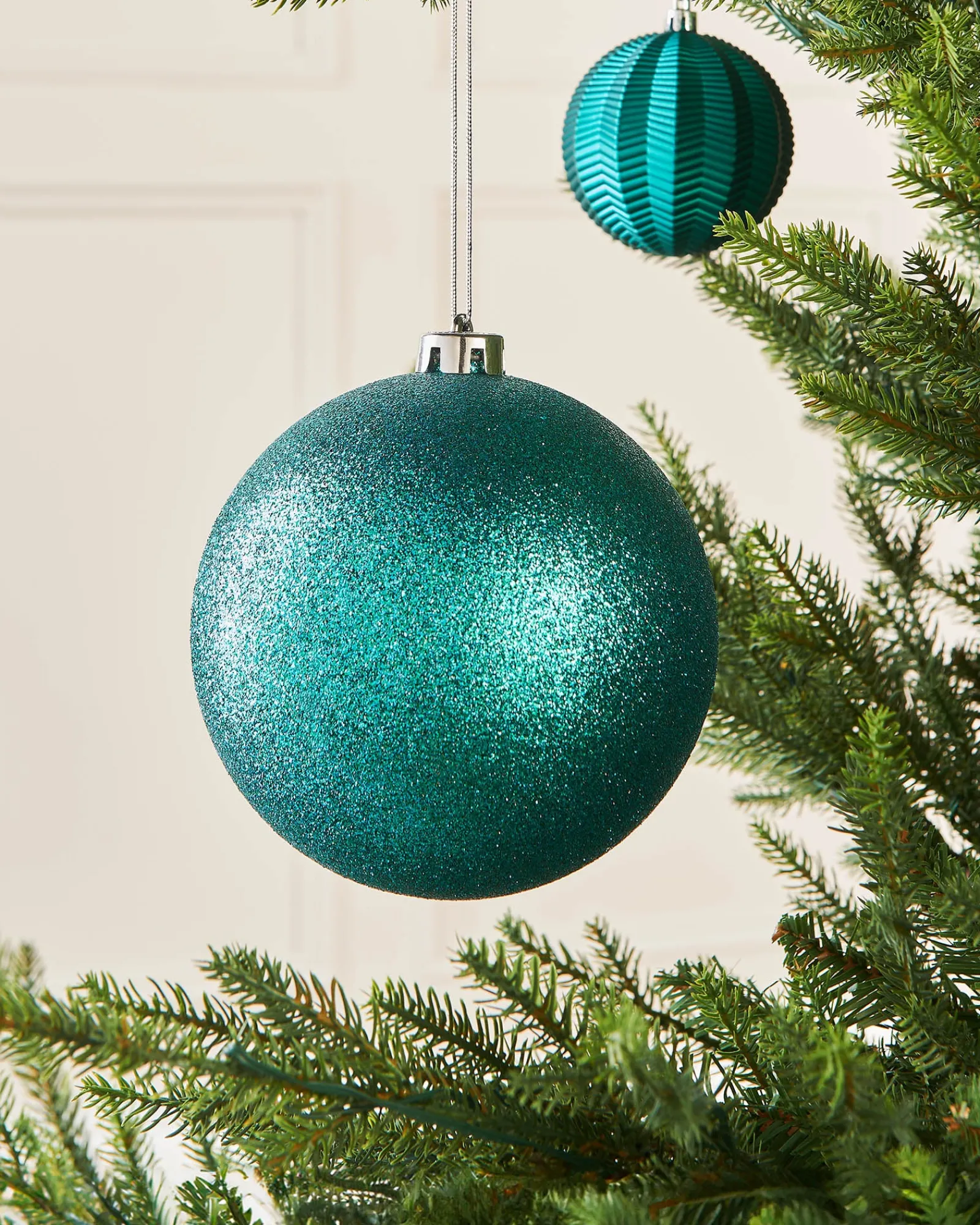 WeRChristmas Teal Large Glitter Shatterproof Bauble, 15 Cm